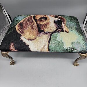 Woven Tapestry Beagle Dog Foot Stool 16X 11x7" Rectangle By Picken Decor